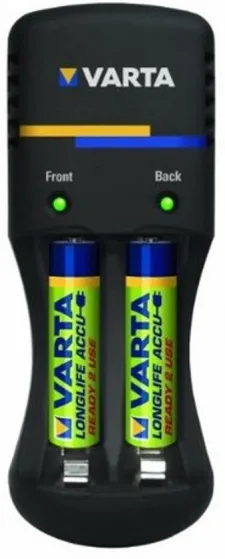 Batterij Lader voor 2 stuks AA of AAA batterijen + Gratis 2 800mA AAA Oplaadbare Batterijen (Ready to Use) bij debadeend.nl