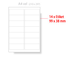 Universele printeretiketten - A4 labels - 99 x 38 mm - 100 vel a 14 etiketten bij debadeend.nl