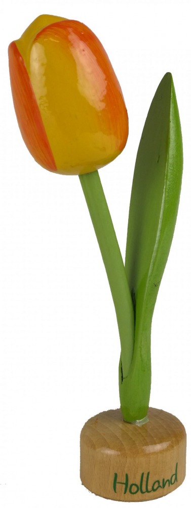 Houten Tulp op Voet - 19 cm - Geel bij debadeend.nl