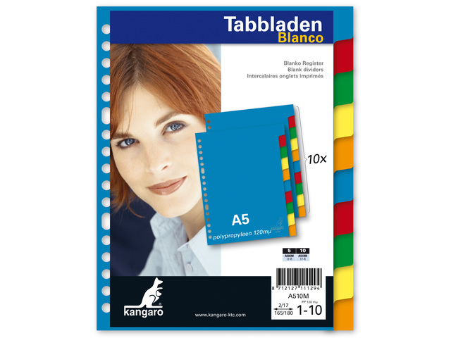 Tabbladen Gekleurd - A5 papier - 10 stuks - 17 gaats bij debadeend.nl