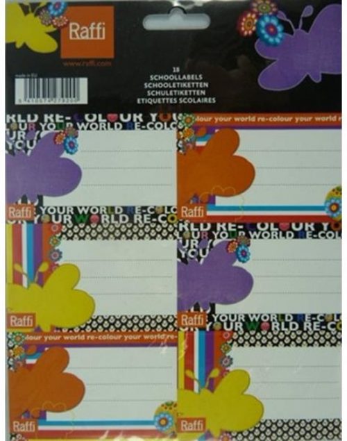 Schooletiketten - Your World Recolored - 18 etiketten (3 vellen, 6 labels per vel) bij debadeend.nl