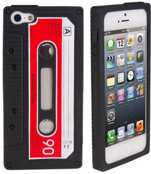 Telefoonhoesje voor iPhone 5/5s en SE - Vintage Cassette - Zwart bij debadeend.nl
