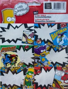 Schooletiketten - The Simpsons: Pie Man and the Cupcake Kid - 18 etiketten (3 vellen, 6 labels per vel)