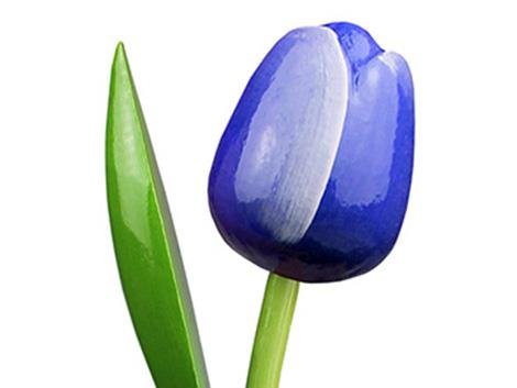 Houten Tulp - 30 cm - Blauw bij debadeend.nl