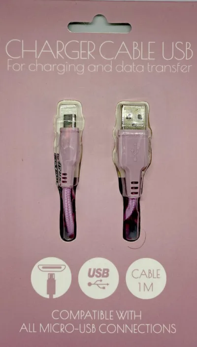 Micro USB kabel - Laad en Data - 1 meter - Roze bij debadeend.nl