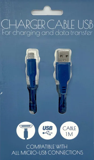 Micro USB kabel - Laad en Data - 1 meter - Blauw bij debadeend.nl