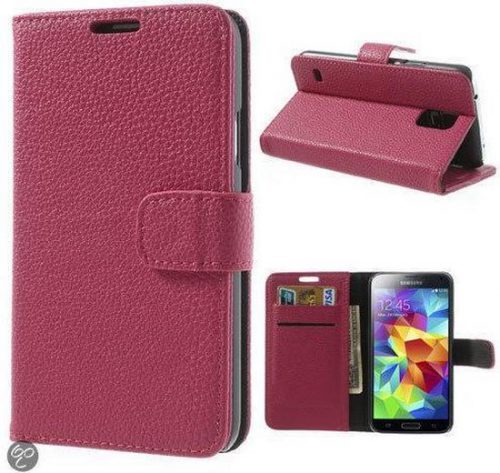 Telefoonhoesje Wallet Bookcase Roze voor Samsung Galaxy S5 bij debadeend.nl