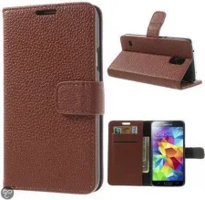 Telefoonhoesje Wallet Bookcase Bruin voor Samsung Galaxy S5