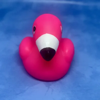 Mini Badeendje - Roze Flamingo Badeend - 7 cm bij debadeend.nl