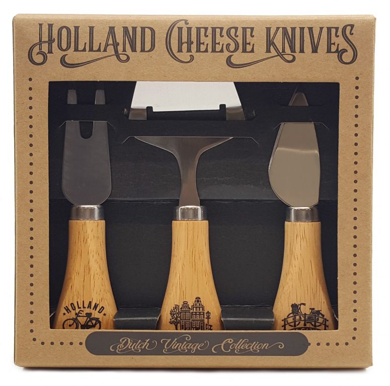 Holland Cheese Knives - Kadoset Houten Kaasmessen bij debadeend.nl