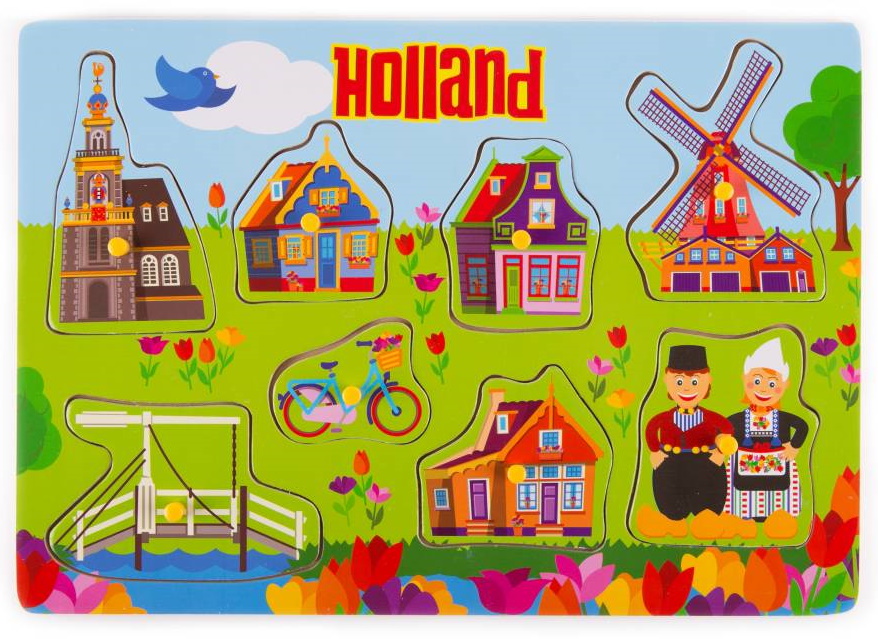 Hollandse Puzzel met 8 stukjes - Hout bij debadeend.nl