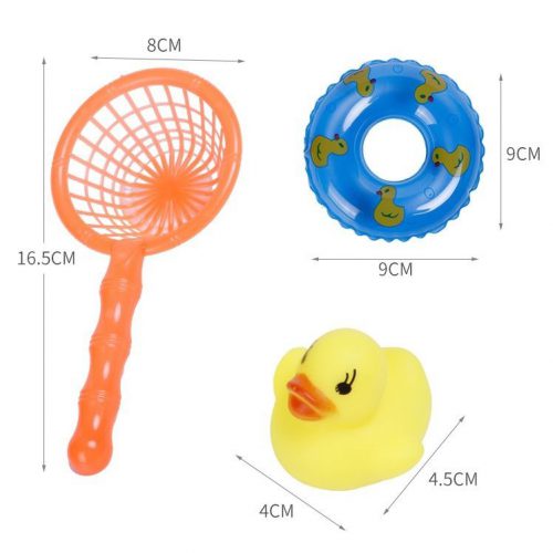 Vijfdelig Badsetjes - Roze Schepnetje met 3 Mini Badeendjes en een Groen Zwembandje bij debadeend.nl