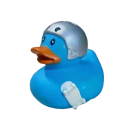 Skater Badeend - Blauw - 8 cm - Badeend met Skateboard & Helm