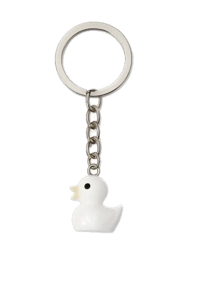 Micro Resin Badeend Sleutelhanger - 2 cm - Wit