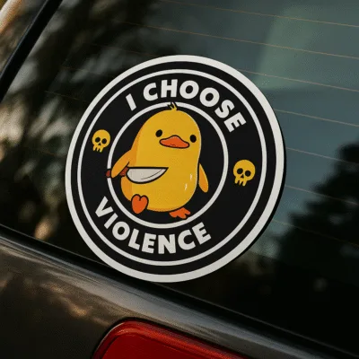 Badeend Sticker I Choose Violence - 15 cm