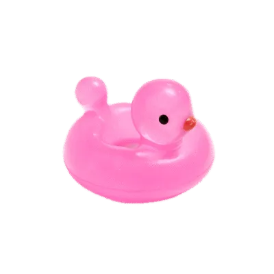 Mini Resin Zwemring Badeendje - Roze - 2 cm - Glow in the dark