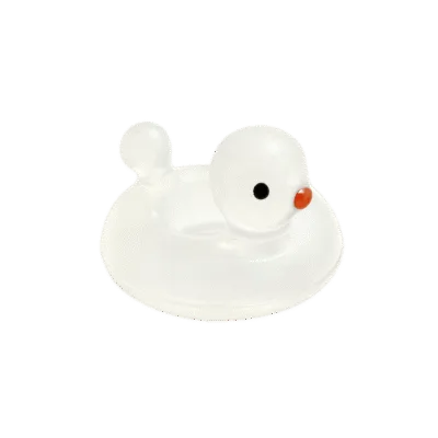 Mini Resin Zwemring Badeendje - Wit - 2 cm - Glow in the dark