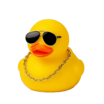 Coole Badeend - Geel met Zonnebril & Ketting - 6 cm