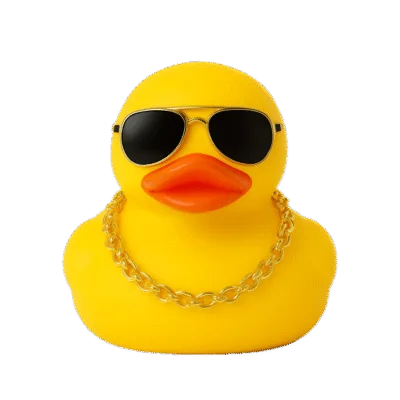 Coole Badeend - Geel met Zonnebril & Ketting - 6 cm