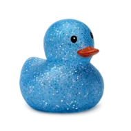 Gekleurd Klein Badeendje - Blauw Glitters - 5 cm